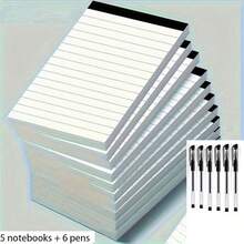 11-Piece Multi-Function Notebook Set (Includes 5 Notebooks + 6 Pens), Lined Notebooks, 30 Pages Each, 3x5 Inches, Suitable For School And Office Use, Back To School Essential Stationery, Aesthetic Student Supplies For Back To School Season - Multicolor - View 10