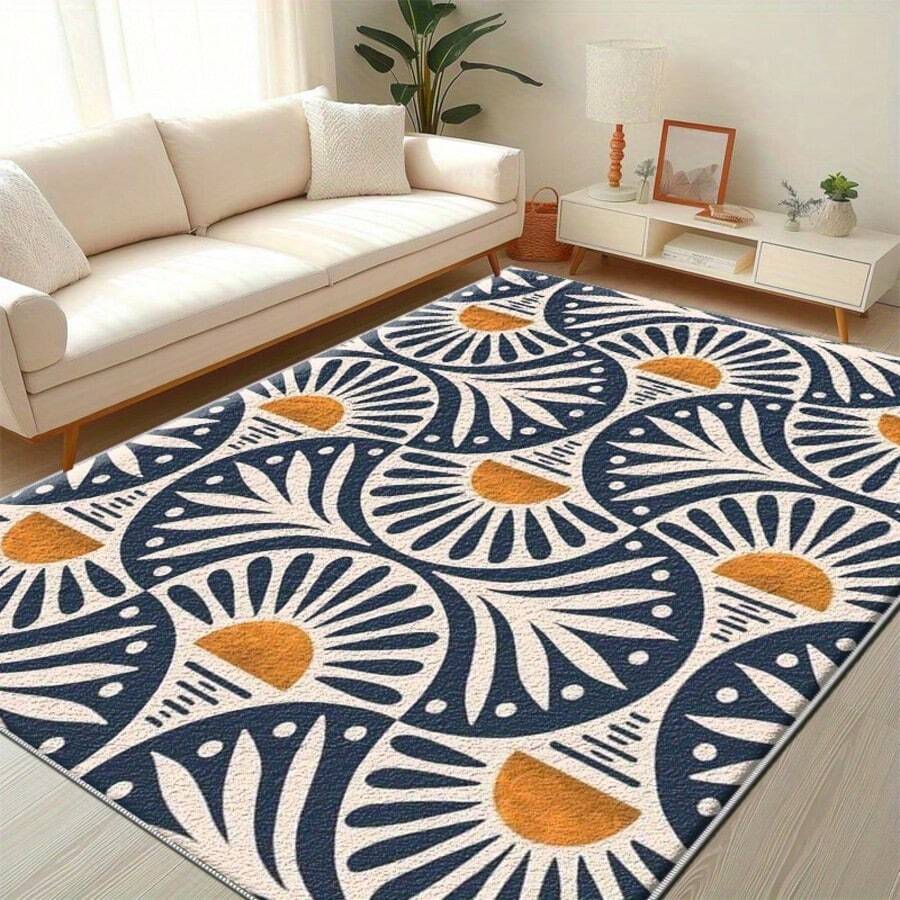1 pieza, Alfombra con estampado de girasol geométrico bohemio, estilo artístico fresco para decoración del hogar - Lavable y fácil de limpiar, adecuada para sala de estar, dormitorio, cocina, estudio, entrada, lavandería, regalo de decoración del hogar; Alfombra de sala de estar: Alfombra de sala de estar, Alfombra, Alfombra de área de sala de estar, Alfombra de área pequeña, Tapete, Decoración del hogar, Alfombra de sala de estar grande, Decoración del hogar de sala de estar, Decoración de la habitación, Alfombra lavable - Multicolor - Ver 1