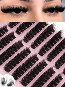 160 Clusters D Curl 3D Fluffy Wispy Lash Clusters, Natural Beginner Friendly DIY False Eyelashes - D - 查看 2