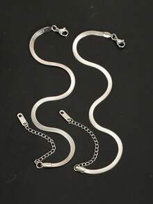 1-2 Stücke Edelstahl flache Schlangenkette Fußkettchen, einfacher & vielseitiger Fußschmuck für Frauen, Alltag & Urlaub - Messerkette - Übersicht 2