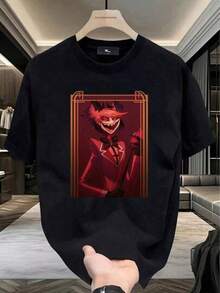 2026 Camiseta de Moda de Gran  con Patrón de Llama de Dragón Diabólico, Camiseta Casual de Estilo Punk Hip-Hop Urbano para Deportes al Aire Libre OGKR - transparente - Ver 1