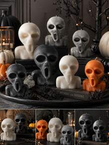 1pc 3D Ghost Face Candle Silicone Mold, Halloween Style, For Aromatherapy Candles, Plaster Crafts, Holiday Decor And Gift Making - Ghost Face Silicone Mold - View 9
