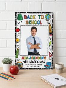1pc Custom First Day Of School Photo Booth Frame,Custom Photo And Text,Personalized Back To School Sign,Custom Themed Sign,Custom Name Sign,Photo Prop For School - Multicolor - View 3
