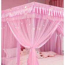 - Doble, rosa - Toldo rosa para cama princesa para nias pequeas, camas individuales, cortinas de malla, mosquitera, regalo de Navidad, regalo de cumpleaos - Individual + Rosa - Ver 6