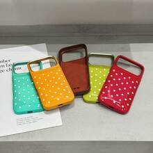 [Popular Item]New Korean Summer Design: Cute Polka Dot Soap Down Jacket Style Leather-Look Smartphone Case For IPhone 17/17 Pro/17 Pro Max/16/16 Pro/16 Pro Max. Perfect For Women. All-Model Protective Cover, Waterproof, Shockproof, Drop-Resistant, Scratch-Resistant. - Cadet Blue - View 3