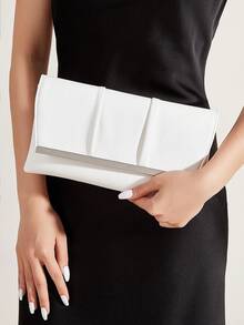 Women's Handbag, Fashion Handbag, Evening Bag, Portable Makeup Bag, Wallet-Style Handbag, Perfect For Business Travel Or Daily Use. This Bag Comes With A Detachable Shoulder Strap, Suitable For Weddings, Balls, Parties And Various Holiday Gatherings, Also A Great Gift Choice. - White - View 1