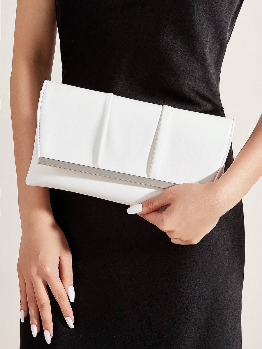Women's Handbag, Fashion Handbag, Evening Bag, Portable Makeup Bag, Wallet-Style Handbag, Perfect For Business Travel Or Daily Use. This Bag Comes With A Detachable Shoulder Strap, Suitable For Weddings, Balls, Parties And Various Holiday Gatherings, Also A Great Gift Choice. - White - View 1