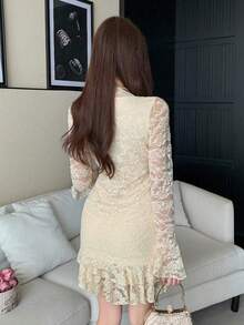 Women Midi Dresses - Apricot - View 3