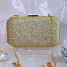 Bolsa Tiracolo / Carteira Feminina Com Glitter Para Festa / Banquete / Casamento WT168-3 - Dourado - Visão 2