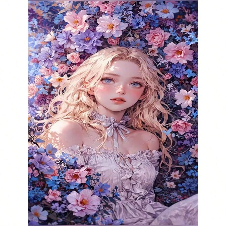 1件 [30*40cm/11.8*15.7in] 5D 壓克力鑽石畫套裝，美麗女孩圖案，適合成人初學者 DIY 馬賽克鑽石藝術，全鑽手工自設計 DIY 鑽石畫，適用於客廳、臥室、辦公室牆面裝飾掛畫，給家人和朋友的驚喜家居裝飾禮物，無框 - 無框 - 查看 1