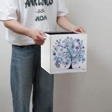 1件鑽石畫套裝收納盒,四季樹系列圖案,不織布材質,附圓鑽藝術手工,適用於居家衣櫥櫃子臥室收納,感恩節節日禮物 - 查看 14