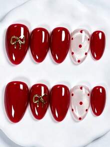 Shecass 10pcs Handmade Nails Press On Nails Short Nails For Summer Vacation Graduation Party - Multicolor - View 2