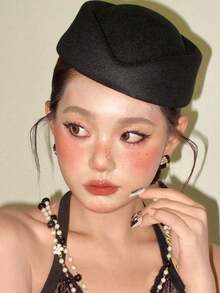 1件女款人造羊毛迷你貝雷帽：優雅復古風，適合婚禮、新娘儀式、教堂茶會、雞尾酒會，圓頂帽冬季配飾 - 彩色 - 查看 5