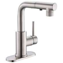 Grifos de Cocina con Pulverizador Extrable, Grifos de Lavabo de Bao Barra de Preparacin Grifo de Una Sola Manija 3 Agujeros Cocina Granja Utilitario Grifo para Lavandera al Aire Libre - Níquel cepillado - Ver 1