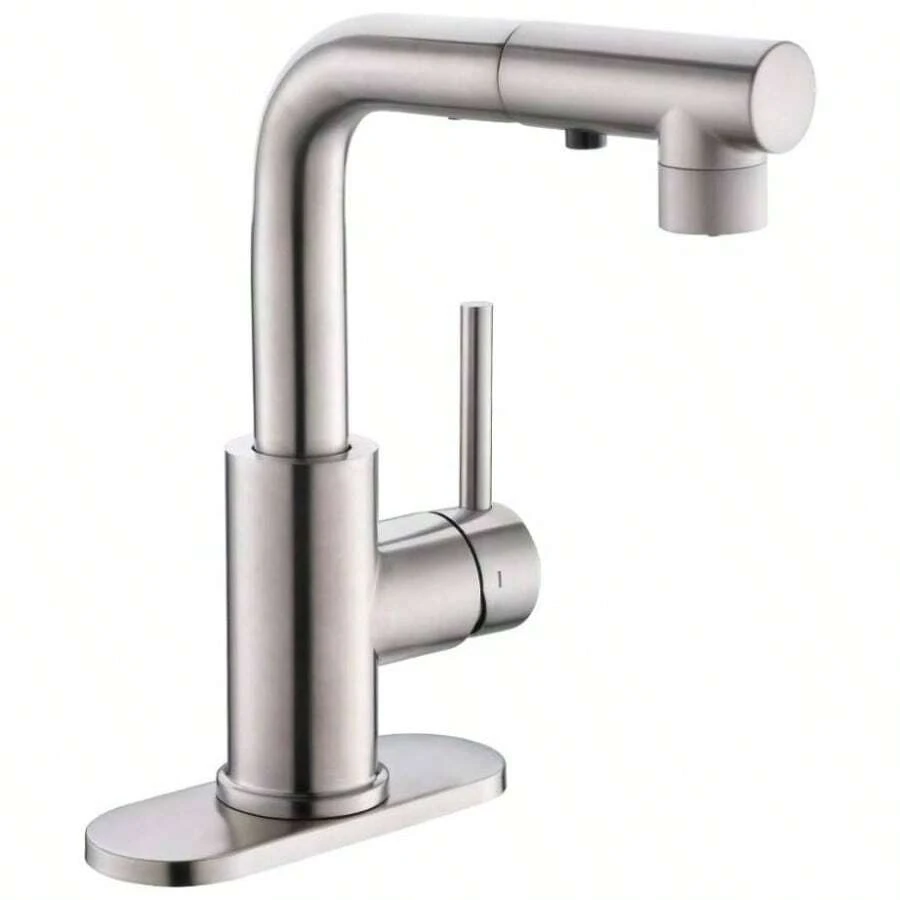 Grifos de Cocina con Pulverizador Extrable, Grifos de Lavabo de Bao Barra de Preparacin Grifo de Una Sola Manija 3 Agujeros Cocina Granja Utilitario Grifo para Lavandera al Aire Libre - Níquel cepillado - Ver 1