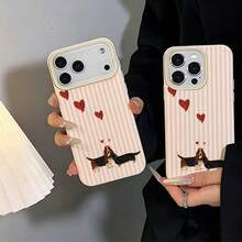 1個 TPU材質可愛粉色&白色條紋臘腸狗愛心圖案手機殼 適用於 iPhone 17 Pro Max/17/16 Pro Max/15/13/12/11/S20 FE/A15/S24/A55/Note 11/Note 12/Note 13 Pro 全包覆防震軟殼手機保護套 - 白色 - 查看 5