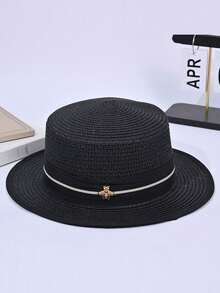 1pc Women's Straw Hat Bohemian Polyester Fashion New Style Wide Brim Personalized Sun Protection Breathable Outdoor Straw Hat Suitable For Daily Outdoor Use - Multicolor - View 6