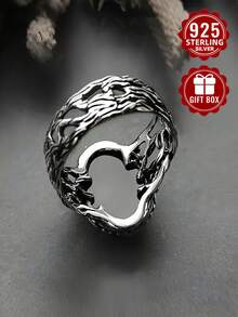 1pc 925 Sterling Silver Ring, Forest Treasure, Size 6-11, Suitable For Women Or Couples Daily Wear, Comes With Gift Box - Silver - View 6