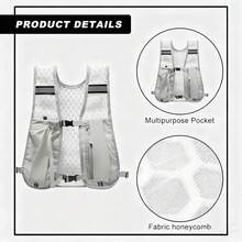 Running Backpack, Sports Backpack, Lightweight Adjustable Jogging Mosaic Running Vest With Phone Pocket, With Pockets, Unisex - Grey - View 3