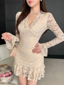 Women Midi Dresses - Apricot - View 11