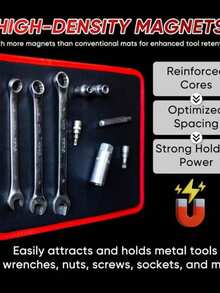 3pcs Double-Sided Magnetic Tool Mat Set, Red Edge Litchi Texture ...