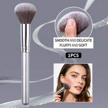 1 cây cọ má hồng & phấn, cọ tạo khối lấy phấn đều, cọ trang điểm lông mềm, dụng cụ trang điểm cầm tay cho người mới bắt đầu - Bạc - Xem 9