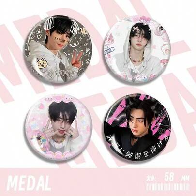 EN/HYPEN Badge, Sunghoon, JUNGWON, JAKE, NI-KI Cartoon Insert Card Photo Frame Badge, Cute Bag Accessory, Idol Photo Card Storage Pendant Decoration, Pencil Case Decoration, Best Friend Matching Brooch, Fan Collection Gift, Holiday Gift, Birthday Gift