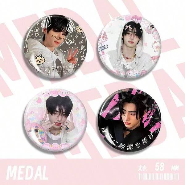 EN/HYPEN Badge, Sunghoon, JUNGWON, JAKE, NI-KI Cartoon Insert Card Photo Frame Badge, Cute Bag Accessory, Idol Photo Card Storage Pendant Decoration, Pencil Case Decoration, Best Friend Matching Brooch, Fan Collection Gift, Holiday Gift, Birthday Gift