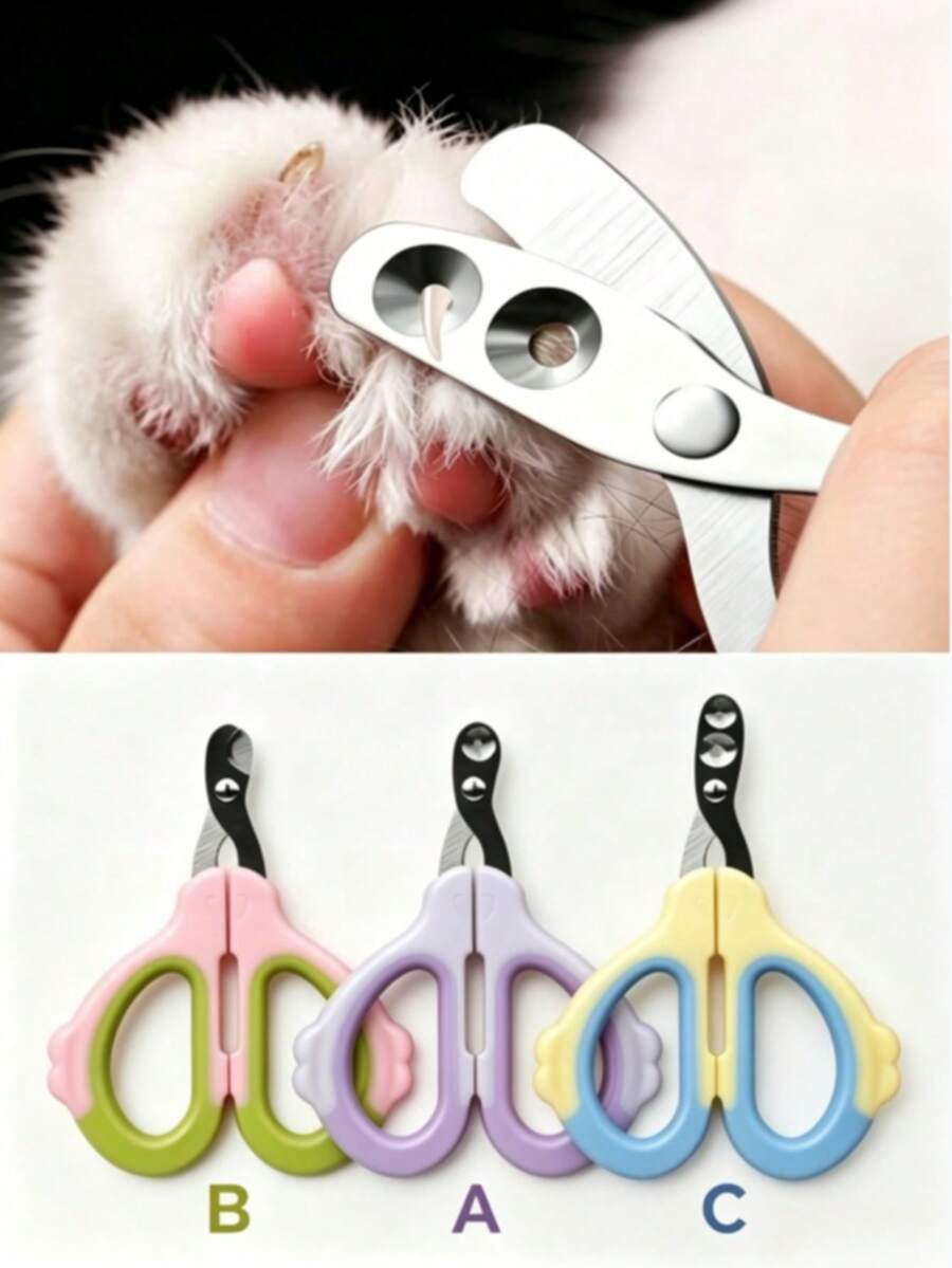 3pcs/1pc Set Curved Pet Nail Clipper, Small Hole Design To Prevent Cutting Blood Line, Nail Trimmer For Cats, Dogs, Puppies, Rabbits And Guinea Pigs, Multi-Color Soft Grip Handle Pet Grooming Tool, Cat Accessories, Rabbit Pet Supplies, Dog Essential, Puppy Essential, Saudi Arabia National Day Gift, Christmas Gift, Halloween Gift - A - View 1