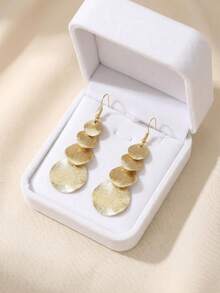 2pcs Minimalist Multi-Layer Frosted Round Gold Women's Earrings Suitable For Daily Wear, Party, Holiday Gift - Yellow Gold - View 2