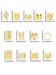 260pcs/Set Mixed Shape Dreadlock Hair Bands, Suitable For Braided Hairstyles, All-Season Adjustable Hair Ties - Gold - View 7