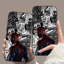 Marvel Funda para teléfono: WB. Funda para teléfono con diseño de collage de cómics de Spider-Man, licenciada, adecuada para Redmi 9/10/11/12/13/14/15 ACTT Pro, K90/80/70, Note 8/9/10/11/12/13/14/15 S 4G 5G Pro Pro+ Pro Max, Poco X7/X7 Pro,  12/13/14/15/17 Lite TT Pro Pro Ultra. - Negro - Ver 5