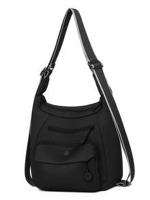 Bolso de hombro versátil y mochila de moda para mujer - Negro - Ver 4