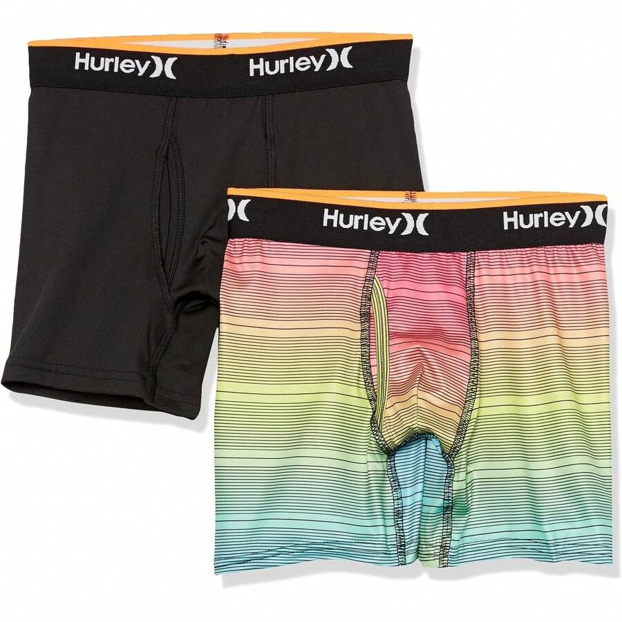 Hurley Boys Classic Boxer Briefs (2-Pack)-Discontinued - Multi/Black - View 1