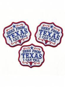 1件/2件/3件/4件 She's From Texas 德州風格音樂字體刺繡燙貼布章，復古外觀 - 彩色 - 查看 9