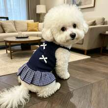 1件裝狗狗春夏薄款透氣吊帶背心洋裝，適合小型犬與貓，幼犬衣物，寵物狗衣，貓咪用品，寵物狗，狗狗衣服，貓咪用品，小型犬，狗狗衣物，優雅派對洋裝，洋裝，貓咪衣物，吉娃娃，臘腸狗，寵物衣物，吉娃娃狗衣，兔子 - 彩色 - 查看 4