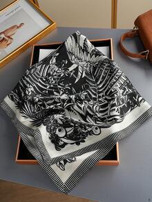 1pc Fashionable 27.56inch Square Headscarf All-Season Scarf New Floral Silk Scarf 70*70cm Square Scarf Luxury Printed Silk Scarf Women's Neck Scarf Casual Polyester - Multicolor - View 2