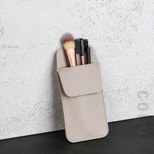 Minimalist Modern PU Leather Eyebrow Pencil Case With Fixed Pen Clip, Portable Brow Liner Storage Sleeve For Daily Commute, Travel, Makeup Artist On-Go Touch Up & Vanity Desk Organizer - Multicolor - View 3