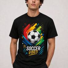 [E Mexico 2026] Men's Summer T-Shirt, New Model For USA-Canada-Mexico 2026 Soccer Fans - Colorful Soccer Ball Print, Casual Sportswear For Men - 白色 - 查看 5