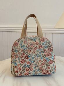 Student Portable Insulated Lunch Bag, Thickened Cute Fruit Lunch Tote With Bow And Heart Pattern - Red - View 3