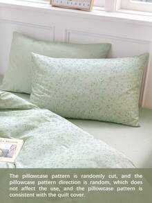 2/3 pièces 100% coton motif floral marguerite vert clair frais et confortable, unisexe, convient pour le port en dortoir, housse de couette, linge de lit, housse de couette douce et agréable pour la peau, housse de couette et taie d'oreiller imprimées, sans insert de couette, convient pour lit double, lit double standard, lit queen, toutes saisons, décoration de la maison, cadeau de linge de lit, lavable en machine, lit double, lit queen, lit king - Vert pastel - Voir 4