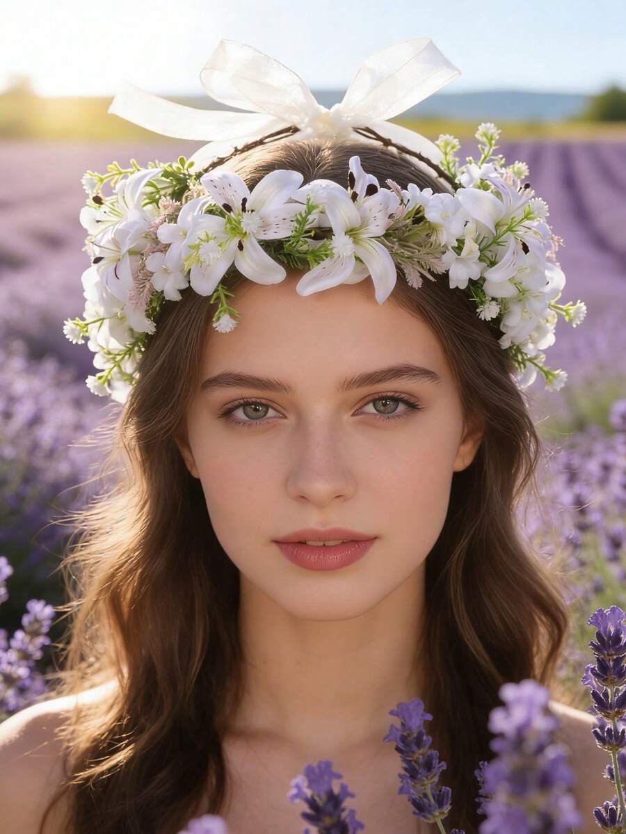1件人造花仙女森系風格新娘婚禮季節波希米亞流蘇珠飾美學花冠髮飾花環 - 58928 - 查看 1