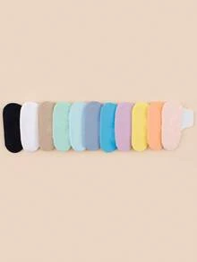 15 Pairs Random Color Women's Solid Color Low Cut Invisible Boat Socks - Multicolor - View 2