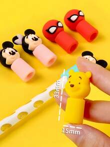 Disney 1/3/6入 3件/盒 塑料與軟矽膠卡通筆帽 可愛小熊維尼與漫威鉛筆套 適合兒童 - DSN筆帽 - 查看 5