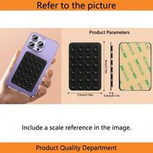 24pcs Single-Sided Silicone Self-Adhesive Suction Cups, Minimalist Suction Cup Stickers, Anti-Slip Phone Case, Portable Movable Phone Stand (Suitable For Glass, Tile And Other Smooth Surfaces, Please Clean Product Surface Before Use To Extend Service Life) - Black - View 5