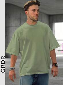 GRDR Men's Fashionable Loose Fit Short Sleeve T-Shirt | Exquisite Design | Summer Essential | Easy To Match | Showcase Your Style - Mint Green - View 9