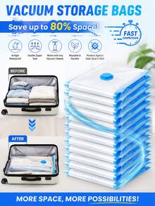 Travel Compression Bags With Air Pump, Waterproof Vacuum Travel Bags, Summer Vacuum Compression Bags, Home Storage Compression Bags, Large Capacity Vacuum Storage Bags, Transparent Compression Bags, Waterproof PVC Storage Bags, Portable Travel Vacuum Bags, Moth-Proof And Mildew-Proof Storage Bags, Suitable For Bedding And Clothes - Multicolor - View 13