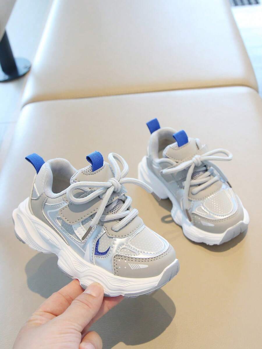 Unisex Baby Versatile Retro Colorblock Casual Sports Shoes - Silver - View 1