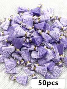 50pcs Colorful Mini Tassel Pendants, Earrings, Bracelets, Keychains, Handmade DIY Jewelry Accessories Decorations - Multicolor - View 8
