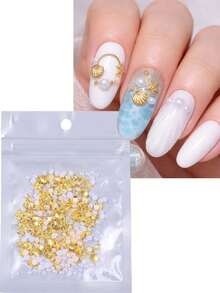 3D 夏季海星貝殼金屬美甲配件 混款設計星星貝殼鉚釘 DIY 美甲裝飾美甲飾品 - 彩色 - 查看 3